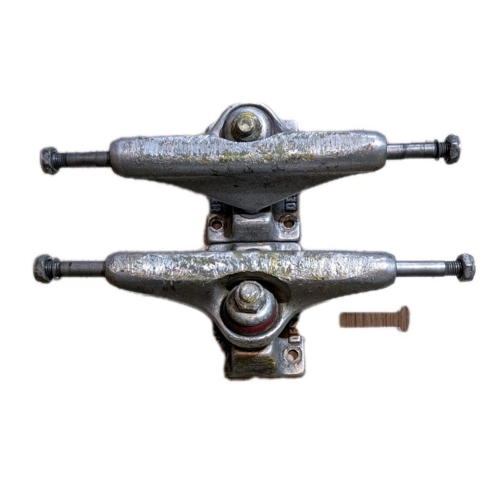 Pair Vintage Destroyer Skateboard Trucks 5" Silver Polished Metal